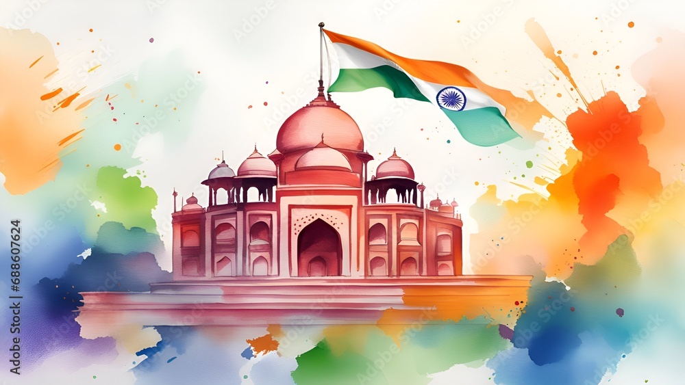 Watercolor illustration of india republic day.