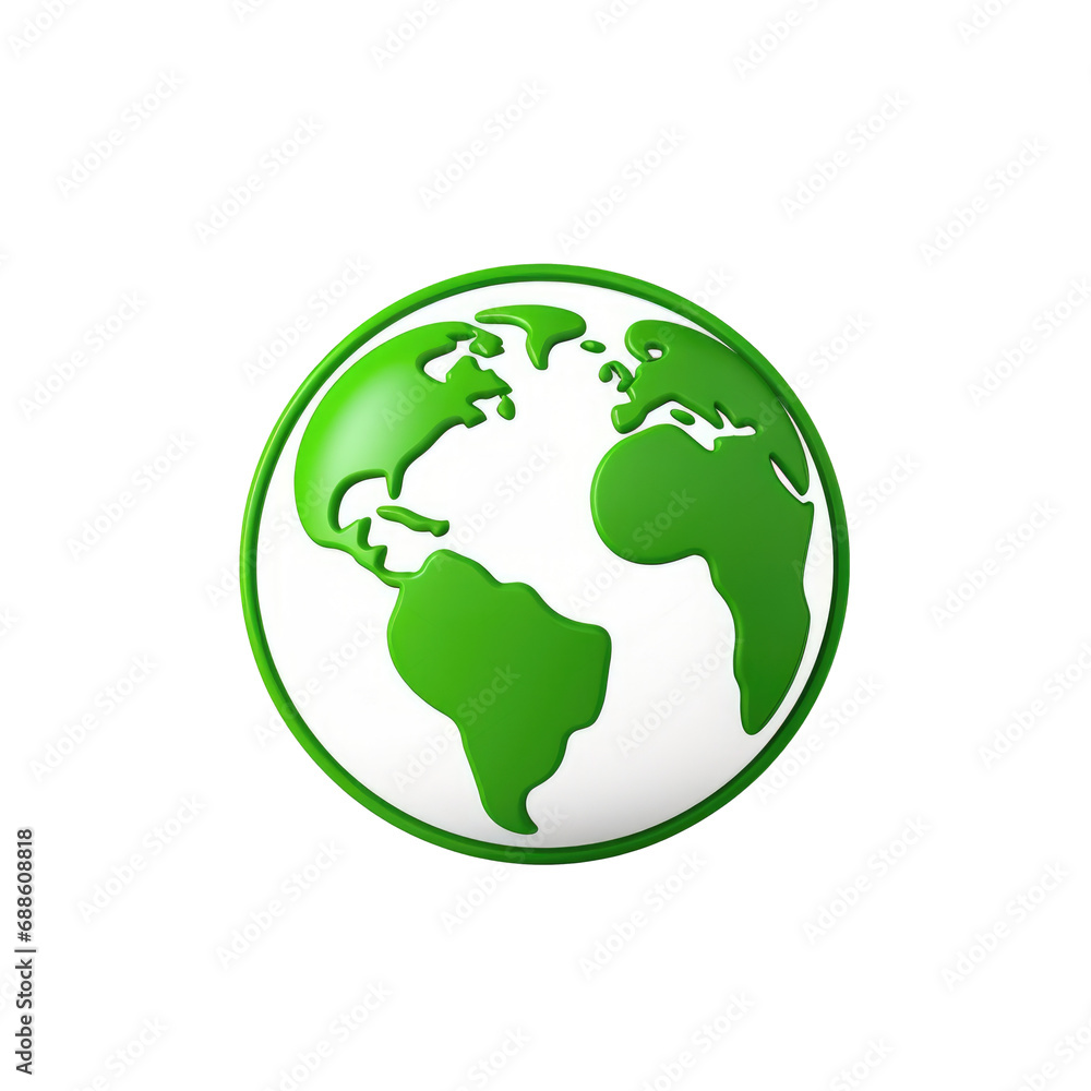 Green earth planet concept icon on white or transparent background, png