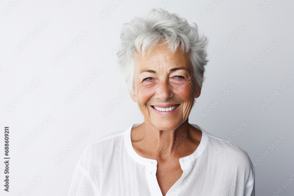 Happy Old Australian Woman On White Background Happy Old Australian Woman On White Background