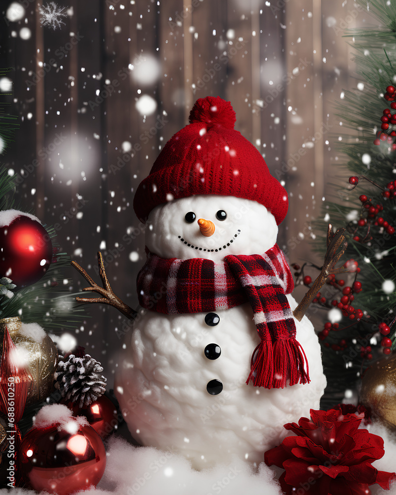 snowman with Christmas tree snowman with Christmas tree
