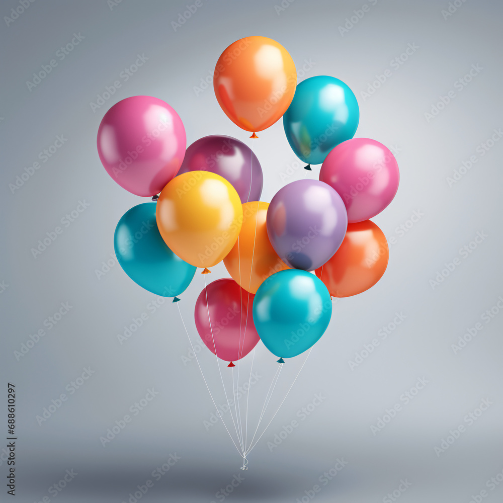 Group of colorful flying balloons