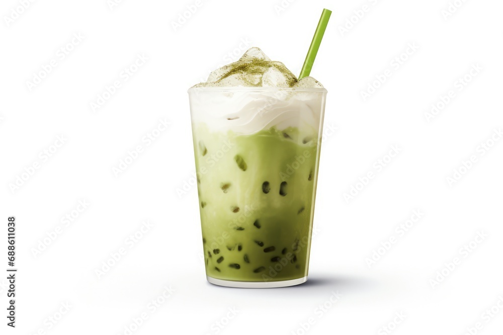 Refreshing Iced Matcha Latte On Transparent Background. Сoncept Matcha Green Tea, Iced Drinks, Refreshing Beverage, Latte Art, Transparent Background Refreshing Iced Matcha Latte On Transparent Background. Сoncept Matcha Green Tea, Iced Drinks, Refreshing Beverage, Latte Art, Transparent Background