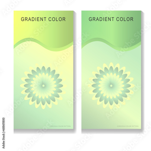 Modern lite green yellow gradient color set floral background template