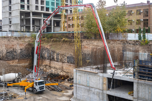 Concrete pump at constructi...