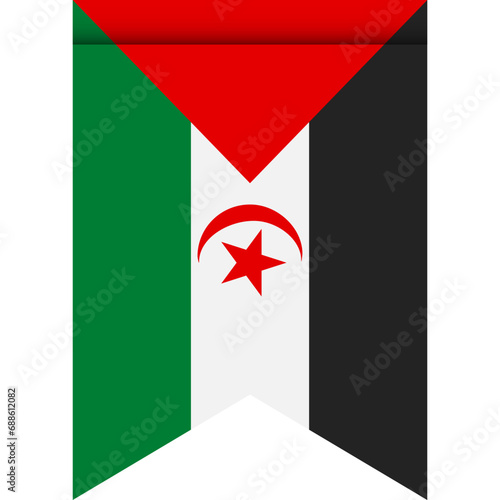Sahrawi Arab Democratic Republic flag or pennant isolated on white background. Pennant flag icon. photo