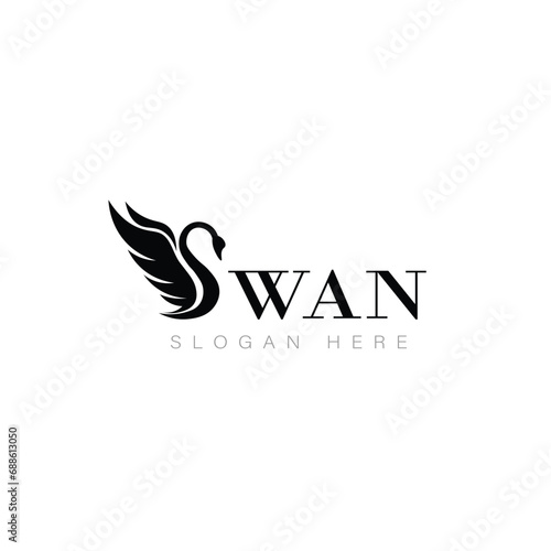 Fototapeta Naklejka Na Ścianę i Meble -  swan logo anime design symbol beauty business natural