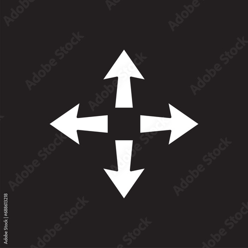 Free Download Outward arrow icon vector. Four Arrows icon sign symbol vector. Arrows pointing outward vector icon illustration isolated on black background - GFXLoad