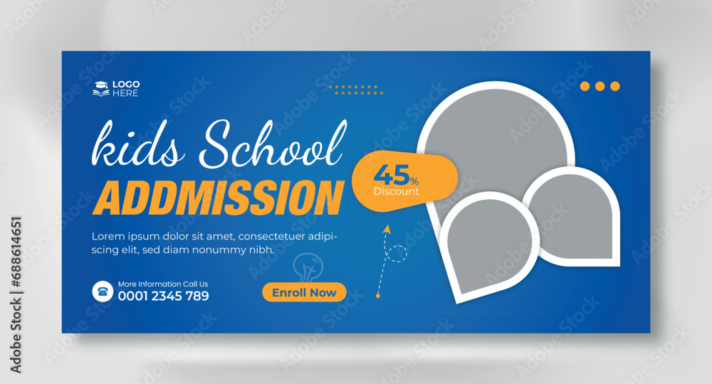 School education admission web banner social media post & back to school template and web banner - obrazy, fototapety, plakaty 