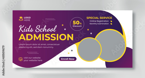 School admission facebook cover and web banner social media post template photo