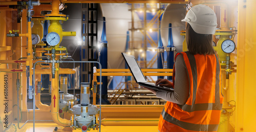 Woman factory engineer. Gir...
