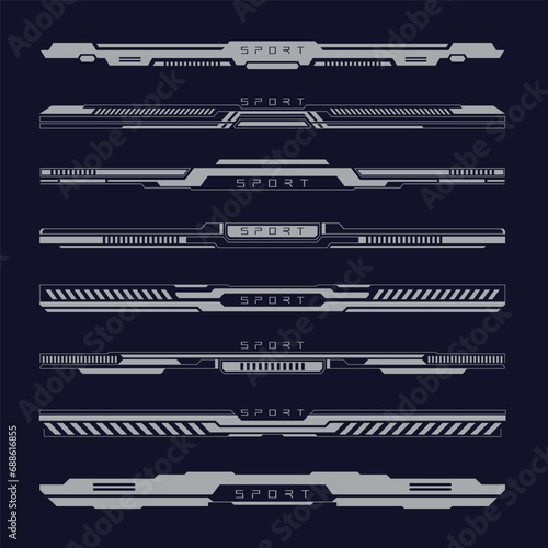 Futuristic header and footer interface. Future technology head up display. vector