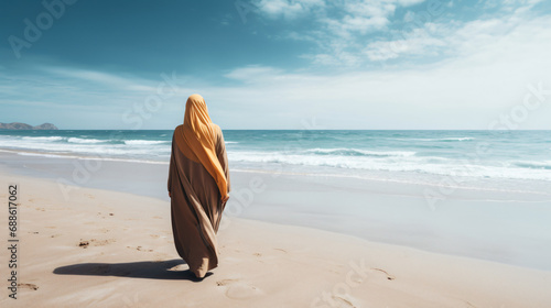 Muslim woman on the beach