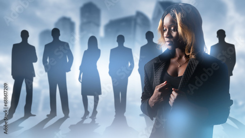Business woman thought. Foc...