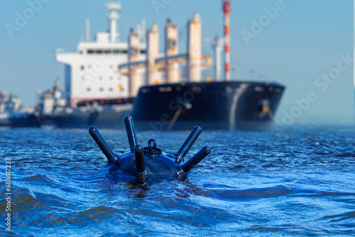 Fototapeta Anti-ship mine in water
