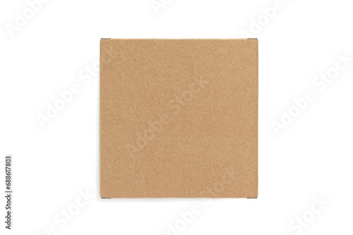 Top view of carton isolated on a white background with clipping path. Brown cardboard delivery box. © Thanongsak
