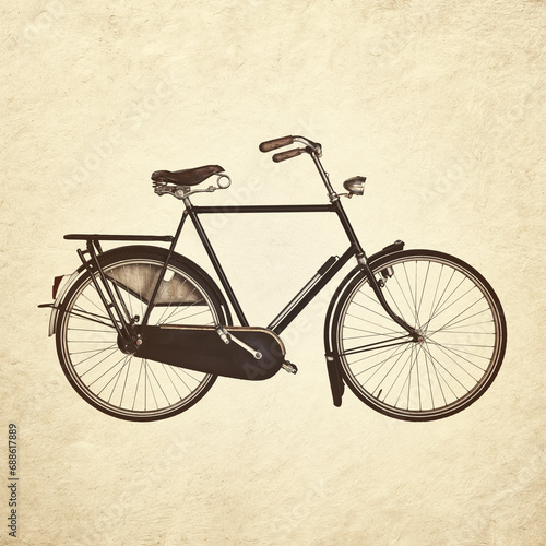 Sepia toned image of a vintage Dutch gentleman bicycle