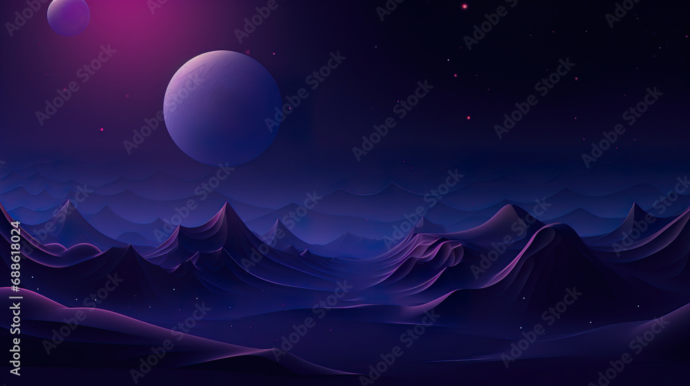 Fototapeta premium Mountain Landscape with Moon in Sky. Generative Ai