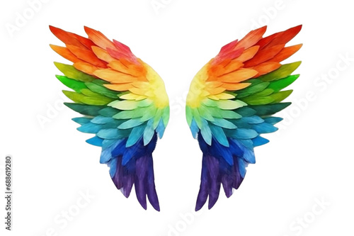 Rainbow angel wings isolated photo