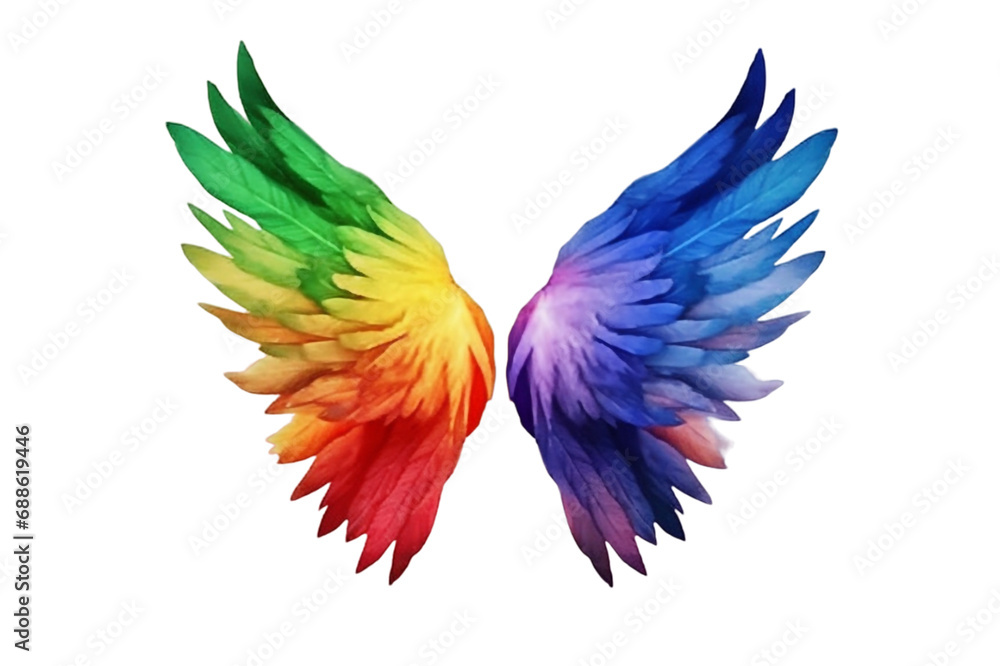 Obraz premium Rainbow angel wings isolated