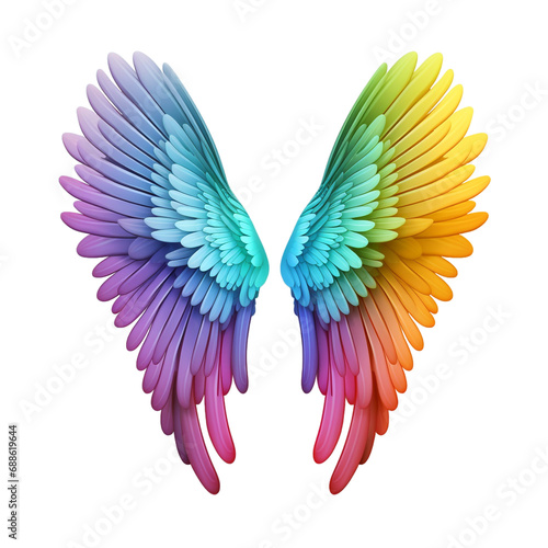 Rainbow angel wings isolated