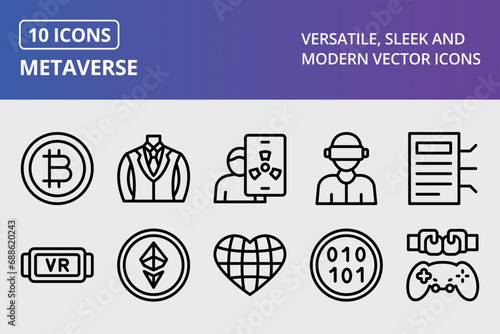 Metaverse Thick Line Icons Set