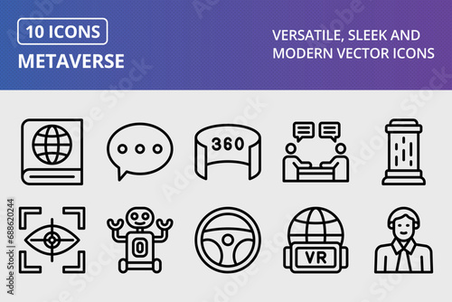 Metaverse Thick Line Icons Set