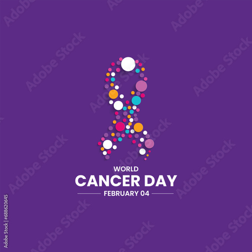World Cancer Day concept. Cancer protection concept. Colorful cancer awareness ribbon design.