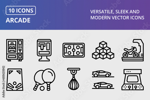 Arcade Thick Line Icons Set