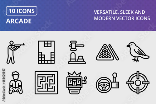 Arcade Thick Line Icons Set