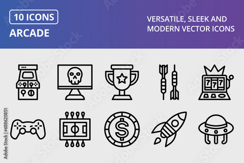 Arcade Thick Line Icons Set