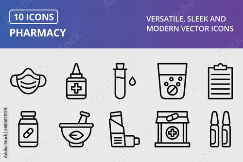 Pharmacy Thick Line Icons Set