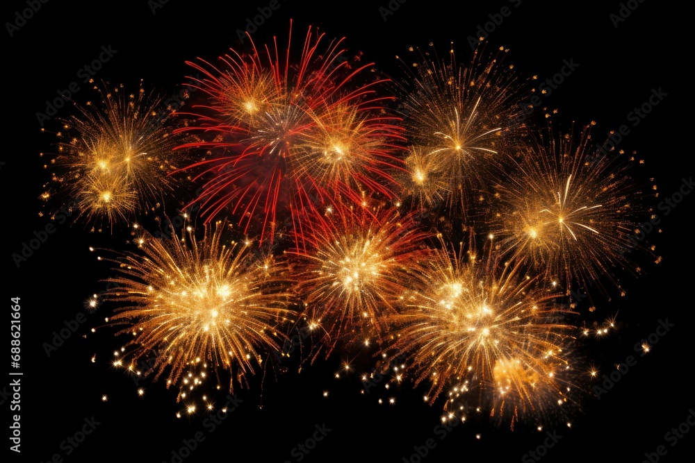 Red and yellow firework isolated on black background Red and yellow firework isolated on black background