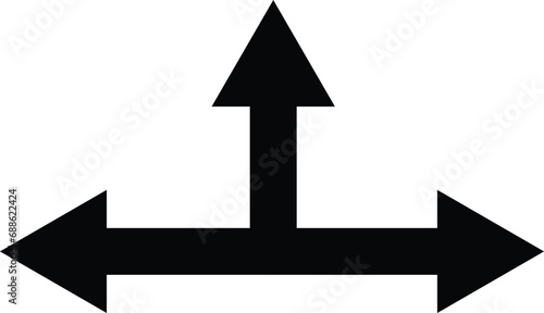 3 Way Arrow Flat Icon Vector Illustration Design. Transparent Background.