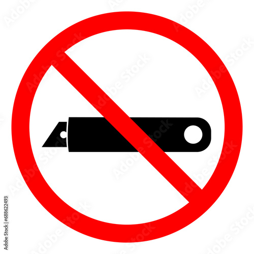 No Box Cutters Do Not Use Blades Symbol Sign ,Vector Illustration, Isolate On White Background Label. EPS10