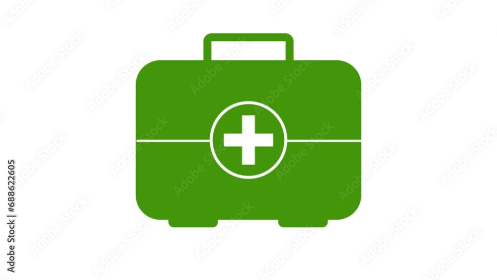 Animation of medical bag or medical suitcase on the white screen. Animation of medical bag or medical suitcase on the white screen.