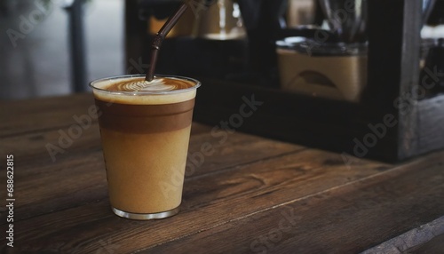 Fototapeta Naklejka Na Ścianę i Meble -   coffee on wooden table for take away, in coffie shop 