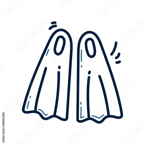 Hand drawn flippers for swimming doodle line illustration. flippers for swimming doodle icon vector.