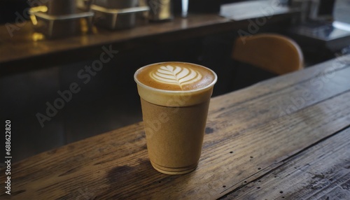 Fototapeta Naklejka Na Ścianę i Meble -   coffee on wooden table for take away, in coffie shop 