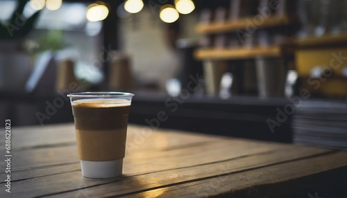 Fototapeta Naklejka Na Ścianę i Meble -   coffee on wooden table for take away, in coffie shop 