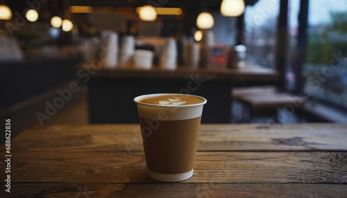 Fototapeta Naklejka Na Ścianę i Meble -   coffee on wooden table for take away, in coffie shop 