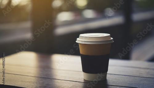 Fototapeta Naklejka Na Ścianę i Meble -   coffee on wooden table for take away, in coffie shop 