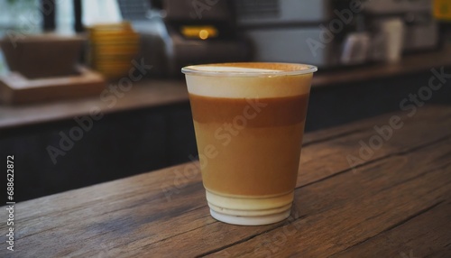 Fototapeta Naklejka Na Ścianę i Meble -   coffee on wooden table for take away, in coffie shop 