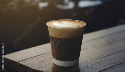Fototapeta Naklejka Na Ścianę i Meble -   coffee on wooden table for take away, in coffie shop 