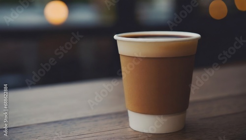 Fototapeta Naklejka Na Ścianę i Meble -   coffee on wooden table for take away, in coffie shop 