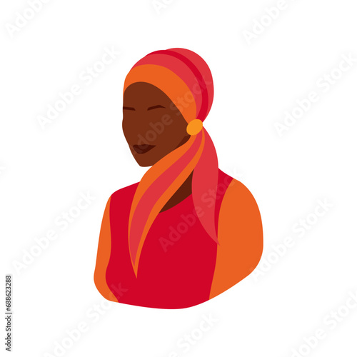 Ethiopian woman flat portrait. Modern faceless illustration. Isolated vector. Black history month theme