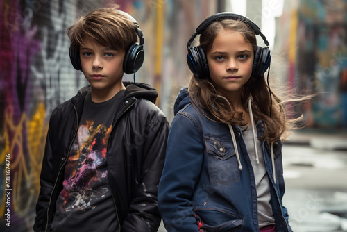 children  with headphones © Patrick