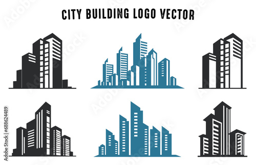 City Building vector Set  Building Silhouette logo vector set