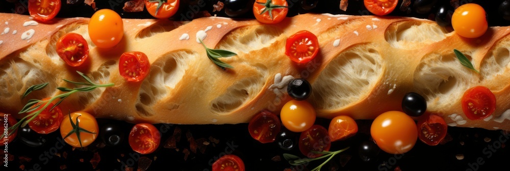 Fresh Homemade Focaccia Bread Close Shallow , Banner Image For Website, Background, Desktop Wallpaper