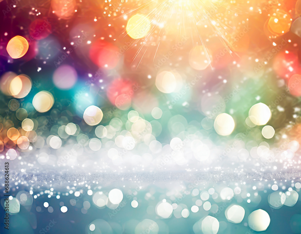 Obraz premium Christmas Background with bokeh light.