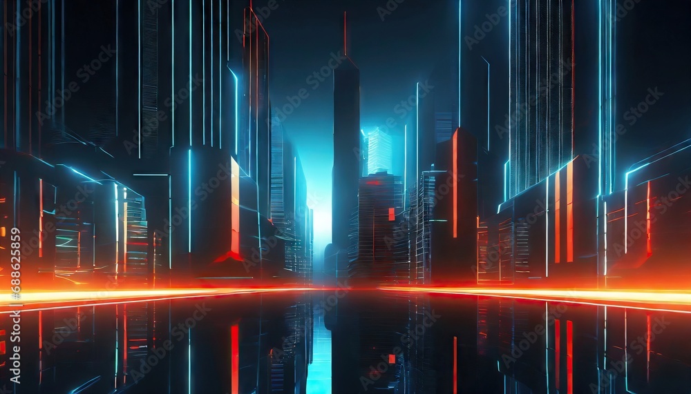illustration urban architecture, cityscape with space and neon light effect. Modern hi-tech, science, futuristic technology concept. Abstract digital high tech city design illustration urban architecture, cityscape with space and neon light effect. Modern hi-tech, science, futuristic technology concept. Abstract digital high tech city design